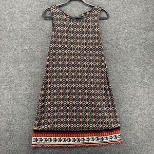 Magnolia Grace Dress Womens‎ S Black Floral Round Neck Shift Hippie Boho Resort